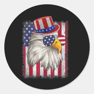 Sticker Rond Jour de l'Indépendance Joyeux 4 juillet Design Vin