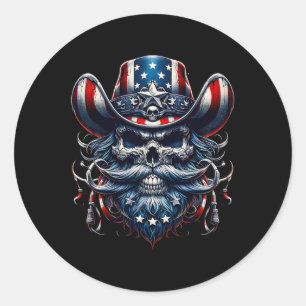 Sticker Rond Jour de l'Indépendance Patriot américain le crâne