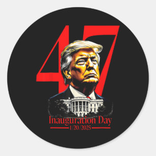 Sticker Rond Jour de l'investiture 2025 Donald Trump 47e présid