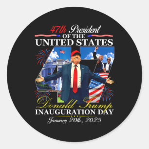 Sticker Rond Jour de l'investiture 2025 Le président Donald Tru