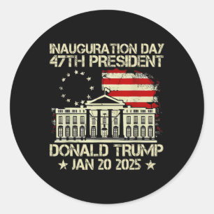 Sticker Rond Jour de l'investiture de Trump 2025 47e Président