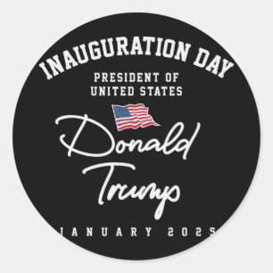 Sticker Rond Jour de l'investiture Trump American Flag