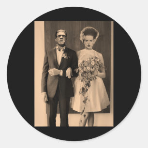 Sticker Rond Jour de mariage Dapper Frankenstein - Monster Hall