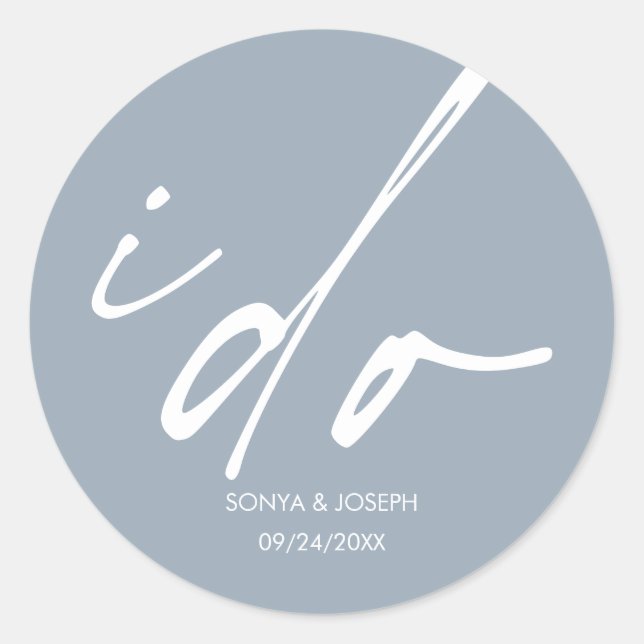 Sticker Rond Jour de mariage minimal simple (Devant)
