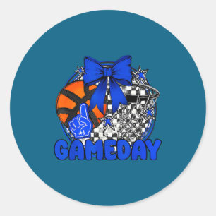 Sticker Rond Jour de match de basket-ball, allez encourager