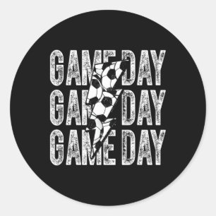 Sticker Rond Jour de match de football éclair Soccer Maman Papa