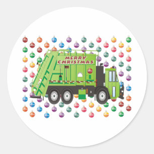 Sticker Rond Jour de Noël du camion à ordures