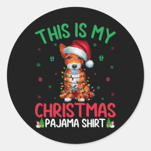 Sticker Rond Jour de Noël hideux Père Noël Toy Fox Terrier Chie