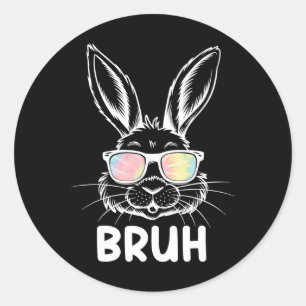 Sticker Rond Jour de Pâques drôle lapin visage de lapin Gles Pâ