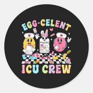 Sticker Rond Jour de Pâques super Oeuf celent Icu Crew Bunny Nu