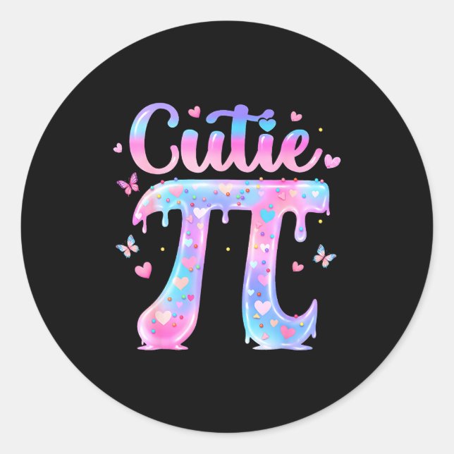 Sticker Rond Jour de Pi de Crème Glacée Mignonne Prof de Maths  (Devant)