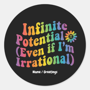 Sticker Rond Jour de Pi Irrationnel au Potentiel Infini Rétro