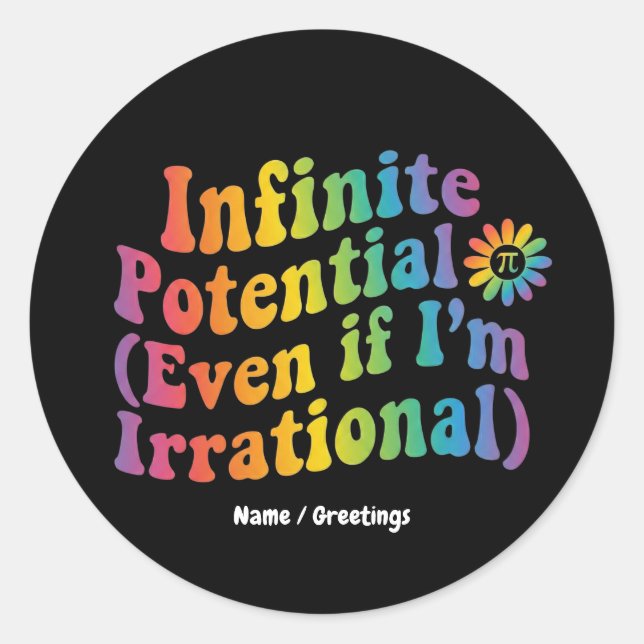 Sticker Rond Jour de Pi Irrationnel au Potentiel Infini Rétro  (Devant)