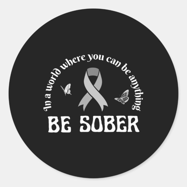 Sticker Rond Jour de récupération de la surdose de ruban pourpr (Devant)