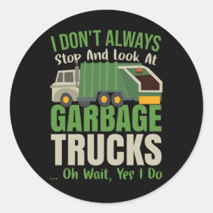 Sticker Rond Jour de recyclage Enfants Funny Garge Camion Toddl