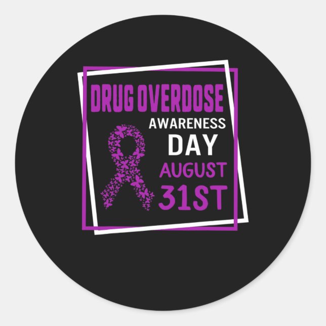 Sticker Rond Jour de sensibilisation à la surdose de drogue 31  (Devant)