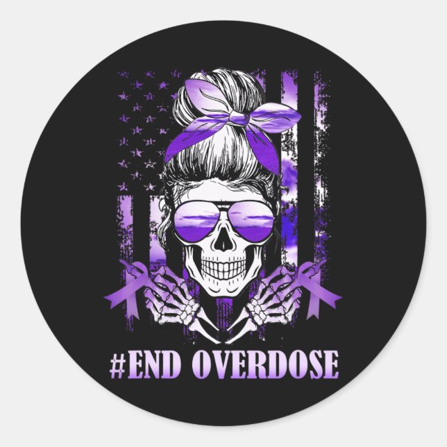Sticker Rond Jour de sensibilisation à l'overdose États-Unis Dr (Devant)