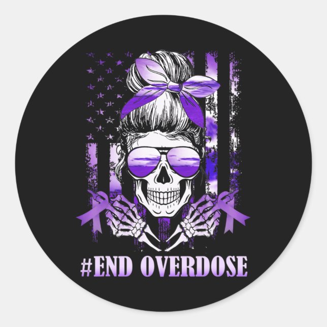 Sticker Rond Jour de sensibilisation à l'overdose USA American  (Devant)