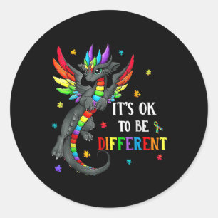 Sticker Rond Jour De sensibilisation sur l'autisme Cadeau Drago