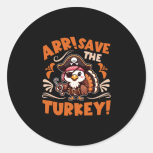 Sticker Rond Jour de Thanksgiving drôle de pirate merci de sauv