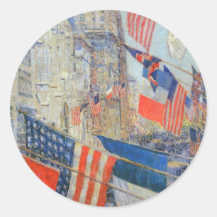 Sticker Rond Jour des Alliés, mai 1917 de Childe Hassam, Art Vi