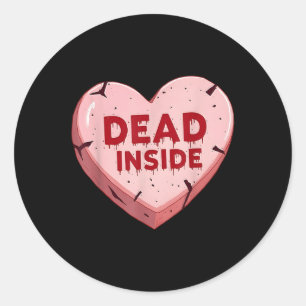 Sticker Rond Jour des anti-Valentines Mort dans le coeur drôle