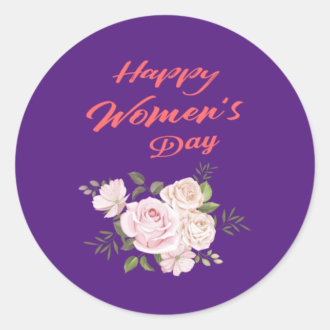 Sticker Rond jour des femmes joyeuses royal violet (Devant)