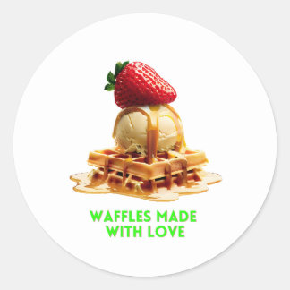 Sticker Rond Jour des gaufres : gaufres dorées et croustillante
