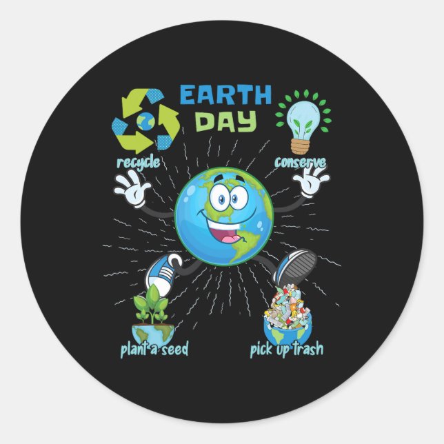 Sticker Rond Jour des terres 10 (Devant)