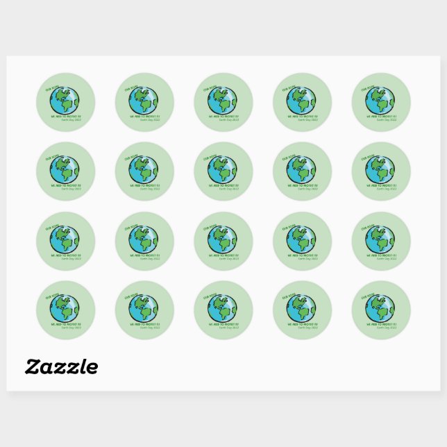 Sticker Rond Jour des terres 2022 Planète durable vert (Feuille)