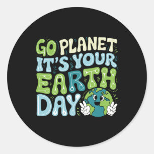 Sticker Rond Jour des terres 2025 Go Planet It's Your Jour des