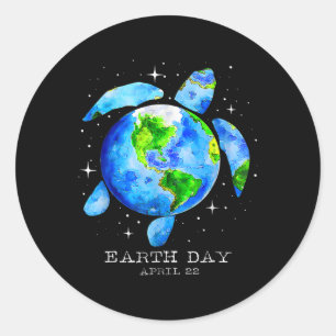 Sticker Rond Jour des terres 2025 Restaurer Earth Sea Turtle Ar