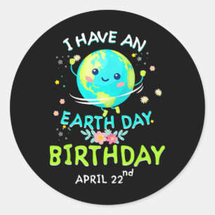 Sticker Rond Jour des terres 22 avril Anniversaire Vert