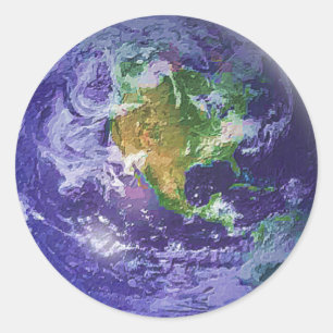 Sticker Rond jour des terres 3D Globe