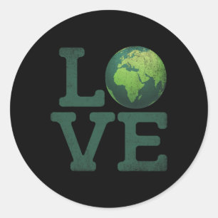Sticker Rond Jour des terres Amour T Chemise Hommes Femmes Enfa