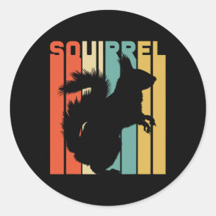 Sticker Rond Jour des terres animal vintage écureuil rétro
