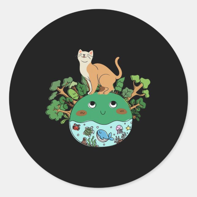 Sticker Rond Jour des terres Avril Conception De La Terre Avec  (Devant)