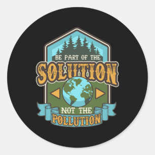Sticker Rond Jour des terres Be La Solution Mignonne Recyclé Vi