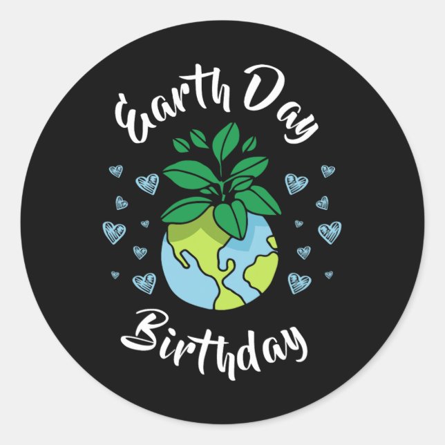 Sticker Rond Jour des terres cadeau d'anniversaire (Devant)