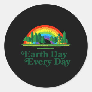 Sticker Rond Jour des terres chaque jour Arbres Arc-en-ciel - R