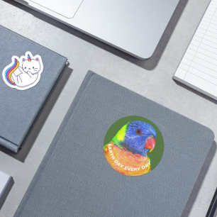 Sticker Rond Jour des terres chaque jour Rainbow Lorikeet Parro