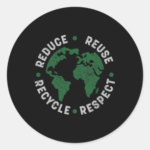 Sticker Rond Jour des terres Chemise Enseignant Recyclage Vinta