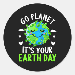 Sticker Rond Jour des terres Chemise Go Planet C'est votre Jour