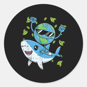 Sticker Rond Jour des terres de requins planètes De l'environne