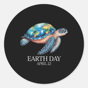 Sticker Rond Jour des terres de tortues marines 2025 Sauvez la