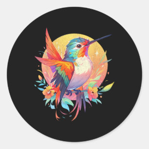 Sticker Rond Jour des terres d'observation d'oiseaux de colibri