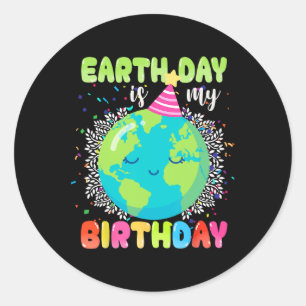 Sticker Rond Jour des terres Est Mon Anniversaire 22 Avril Anni