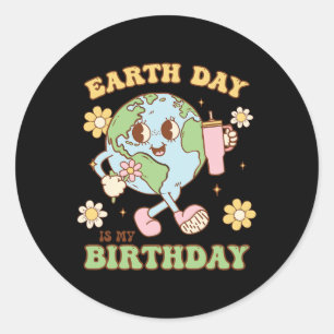 Sticker Rond Jour des terres est mon anniversaire avril 22nd Na