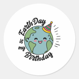 Sticker Rond Jour des terres Est Mon Anniversaire Célébrer B-jo