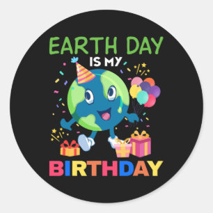 Sticker Rond Jour des terres Est Mon Anniversaire L'Environneme